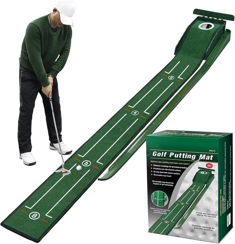 SWINGTEK Putting Green Mat Indoors, Practice with Auto Ball Return - Ideal for Home and Office, Great Gift - Image 1